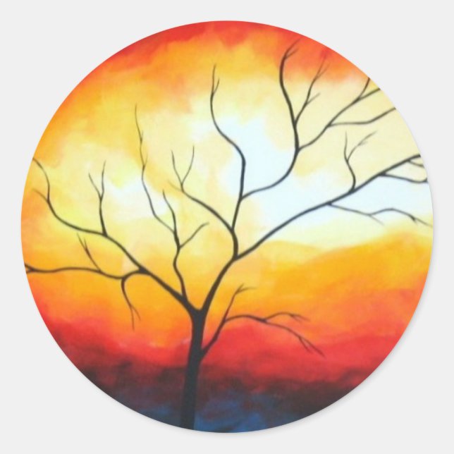 Abstract Tree Round Sticker (Front)