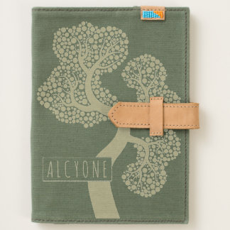Abstract tree with circle leaves handmade canvas journal
