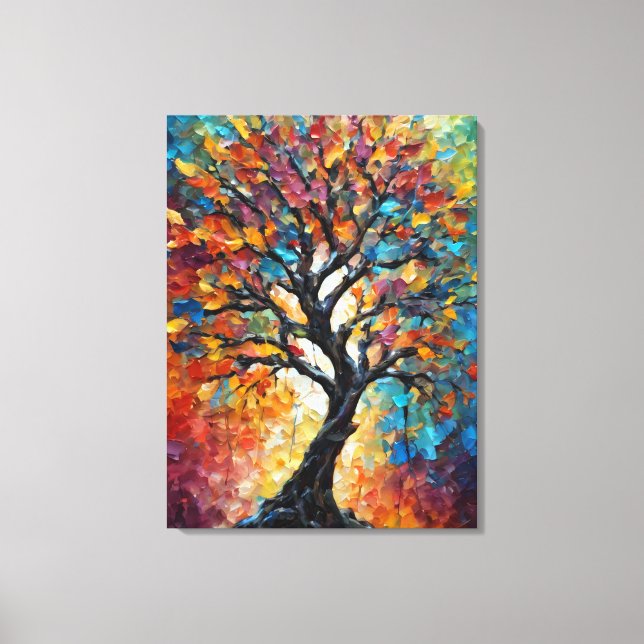 Abstract tree with colorful leaves canvas print (Front)