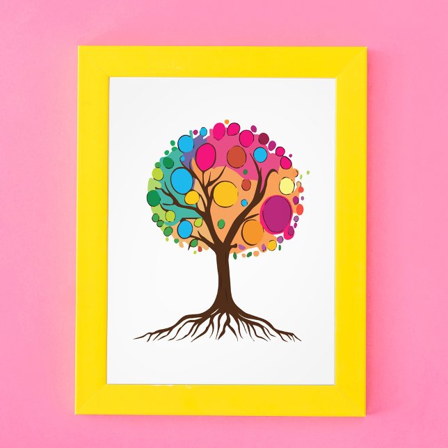 Abstract tree with roots and colorful leaves. photo print (Abstract tree with roots and colorful leaves. photo print )