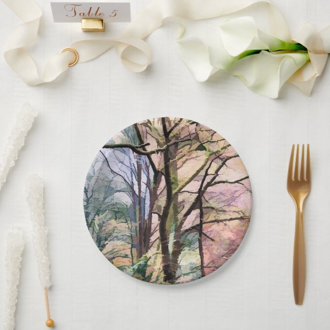 ABSTRACT TREES PAPER PLATES (Wedding)