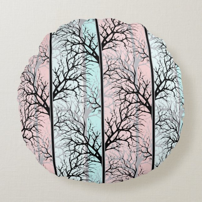 Abstract, trees round pillow (Front)