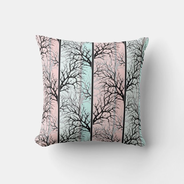 Abstract, trees throw pillow (Front)