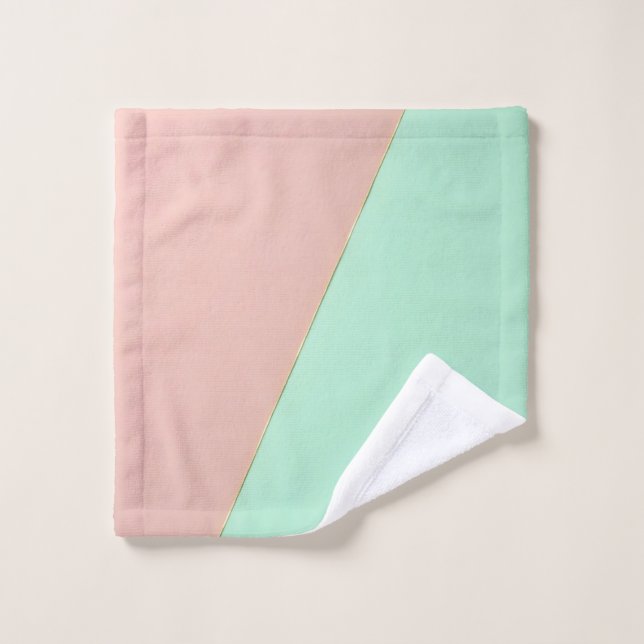 Abstract Trendy Blush Pink Mint Collection Bath Towel Set (Wash Cloth)