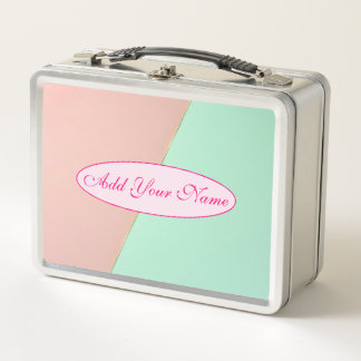 Abstract Trendy Blush Pink Mint Collection Metal Lunch Box