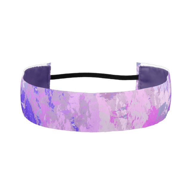 Abstract Trendy Camo Pink Purple Blue Athletic Headband (Front)