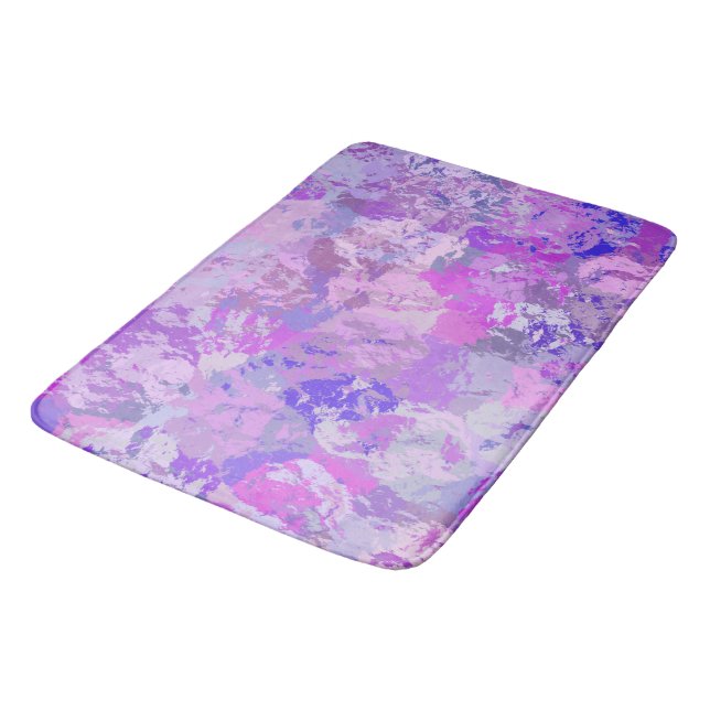 Abstract Trendy Camo Pink Purple Blue Bath Mat (Angled)