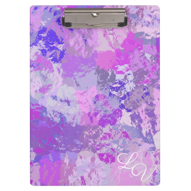 Abstract Trendy Camo Pink Purple Blue Clipboard (Front)