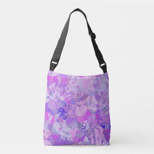 Abstract Trendy Camo Pink Purple Blue Crossbody Bag
