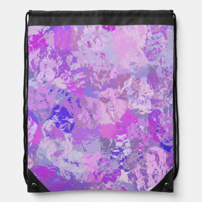 Abstract Trendy Camo Pink Purple Blue Drawstring Bag (Front)