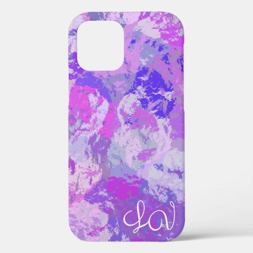 Abstract Trendy Camo Pink Purple Blue Heart iPhone 12 Pro Case