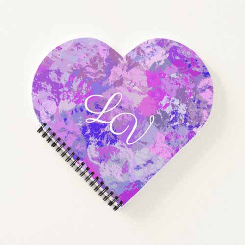 Abstract Trendy Camo Pink Purple Blue Heart Notebook