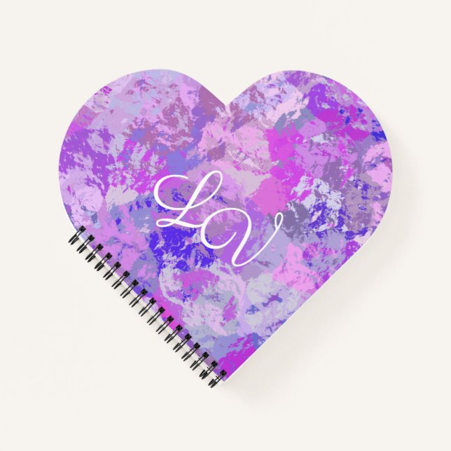 Abstract Trendy Camo Pink Purple Blue Heart Notebook (Front)
