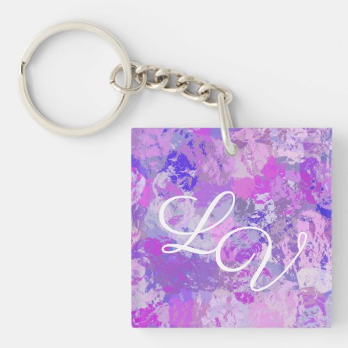 Abstract Trendy Camo Pink Purple Blue Keychain