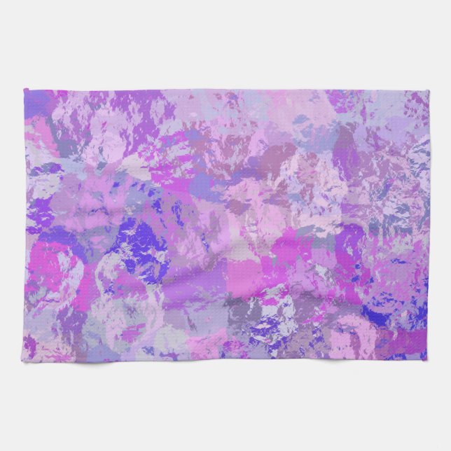 Abstract Trendy Camo Pink Purple Blue Kitchen Towel (Horizontal)