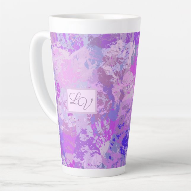 Abstract Trendy Camo Pink Purple Blue Latte Mug (Left Angle)