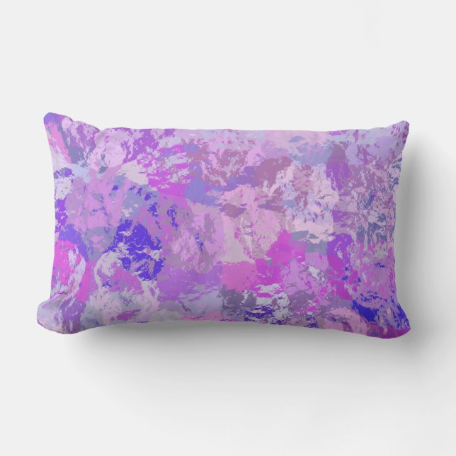 Abstract Trendy Camo Pink Purple Blue Lumbar Pillow (Front)
