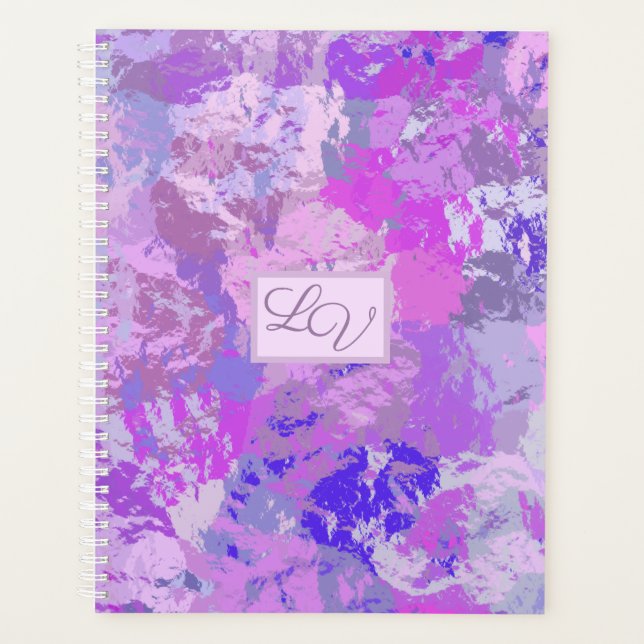 Abstract Trendy Camo Pink Purple Blue Planner (Front)