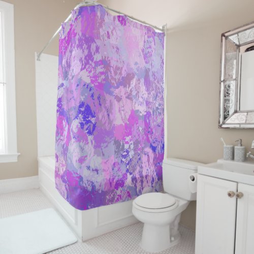 Abstract Trendy Camo Pink Purple Blue Shower Curtain