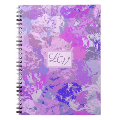 Abstract Trendy Camo Pink Purple Blue Spiral Photo Notebook