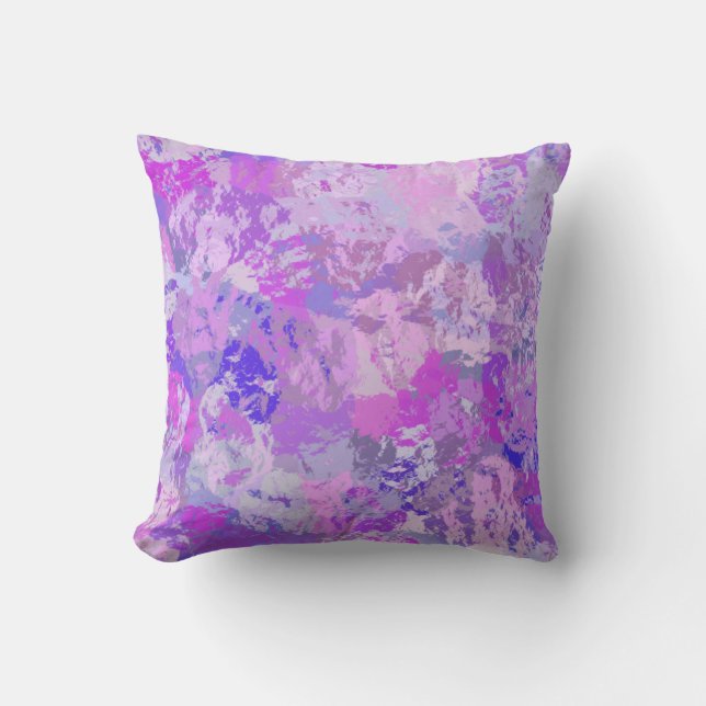 Abstract Trendy Camo Pink Purple Blue Throw Pillow (Front)