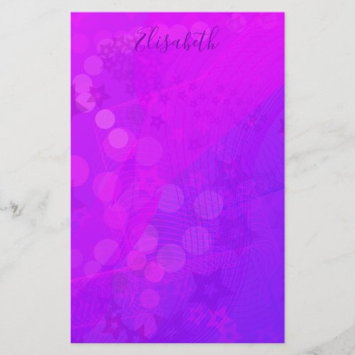 Abstract Trendy Chic Girly Pink To Purple Ombre Stationery