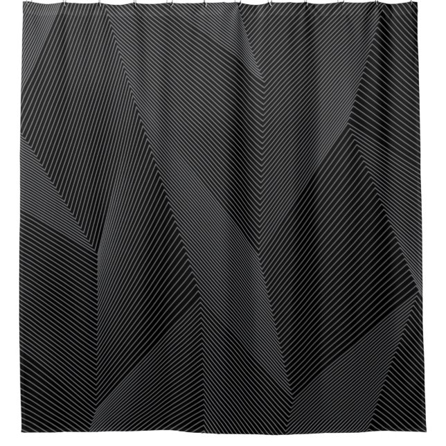 Abstract, trendy, modern, simple line pattern shower curtain (Front)