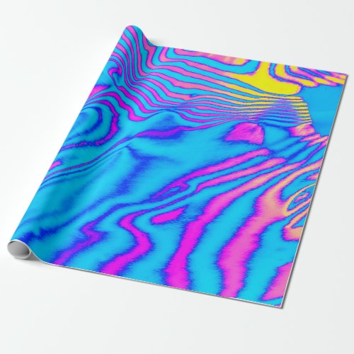 Abstract trendy neon colored psychedelic fluoresce wrapping paper