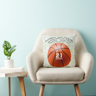 Abstract Triangle Basketball Boys Birth Record Throw Pillow