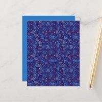 Blue & White Watercolor Floral Scrapbook Paper