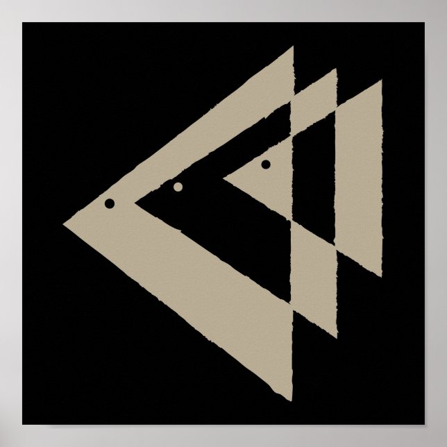 Abstract Triangle Fish Tan on Black Print (Front)