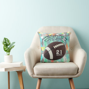 Abstract Triangle Football Boys Birth Record Throw Pillow