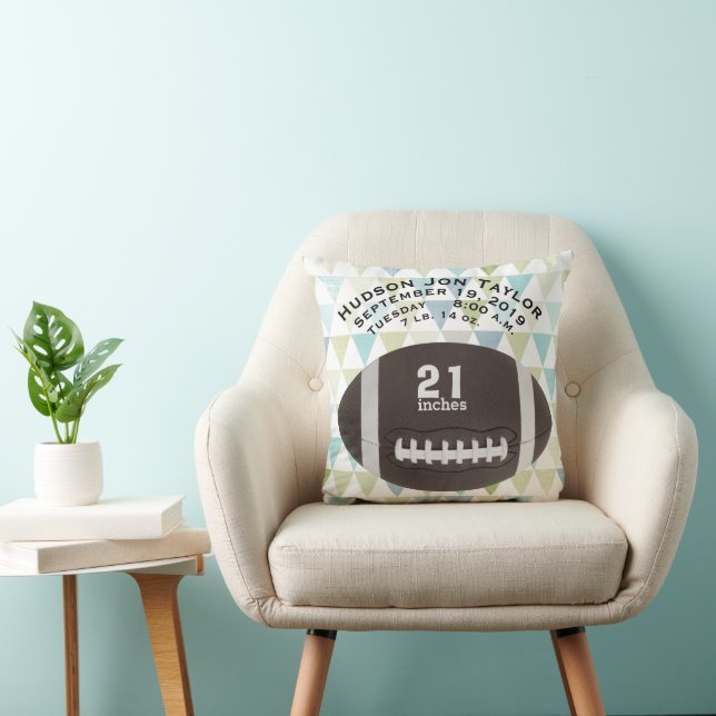 Abstract Triangle Football Boys Birth Record Throw Pillow (Chair)