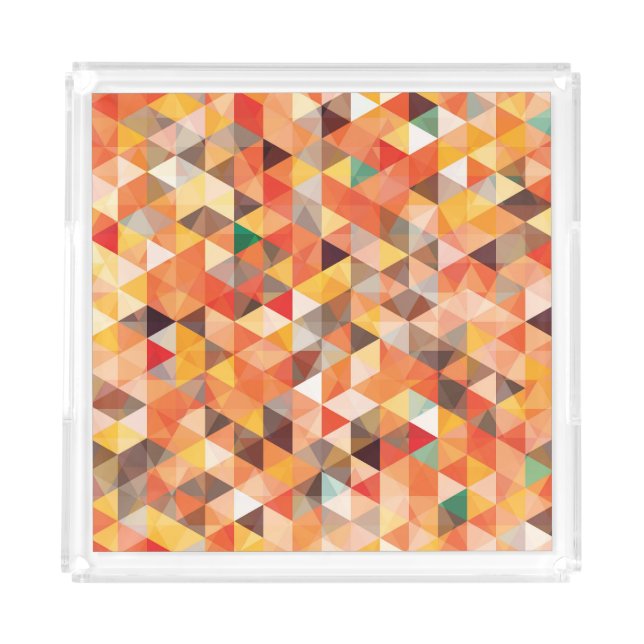 Abstract Triangle Geometric Seamless Pattern Acrylic Tray (Front)