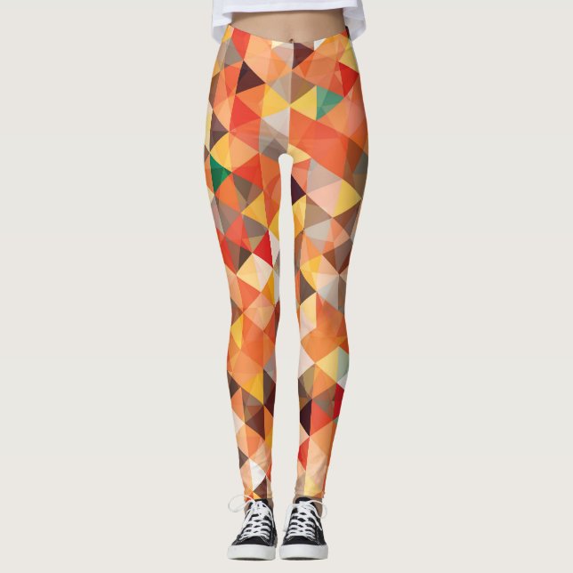 Abstract Triangle Geometric Seamless Pattern Leggings (Front)
