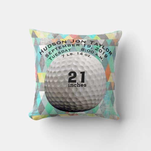 Abstract Triangle Golf Ball Boys Birth Record Throw Pillow