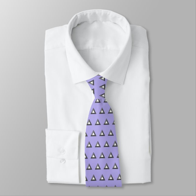 Abstract Triangle Pattern on Light Periwinkle Blue Neck Tie (Tied)