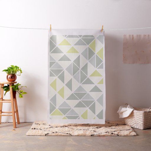 Abstract Triangle Yellow and Gray Fabric