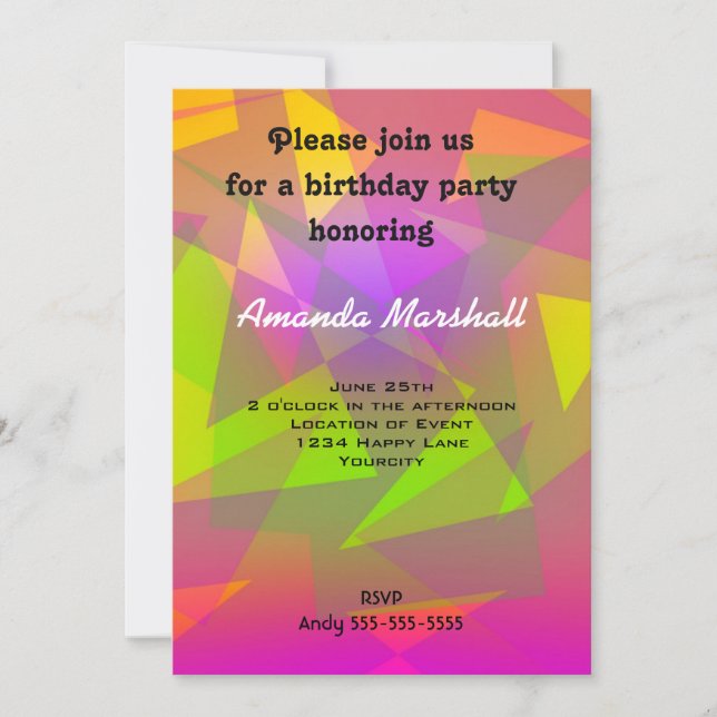 Abstract Triangles and Rectangles Invitation (Front)
