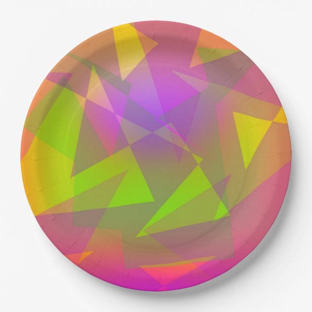 Abstract Triangles and Rectangles Paper Plates (Front)