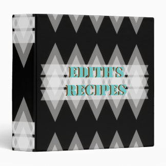 Abstract  triangles black, grey white recipe 3 ring binder