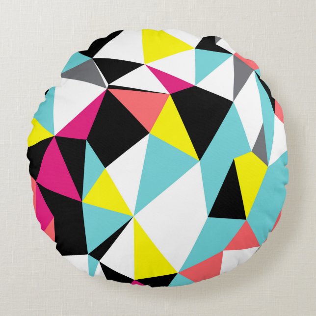 Abstract triangles geometrical pattern background round pillow (Front)