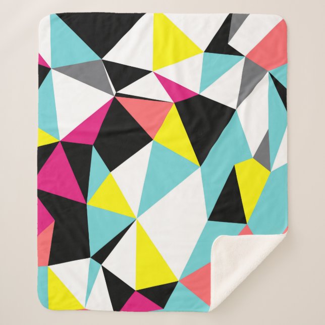 Abstract triangles geometrical pattern background sherpa blanket (Front)