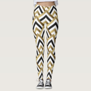 Abstract Triangles: Gold Black Seamless Leggings