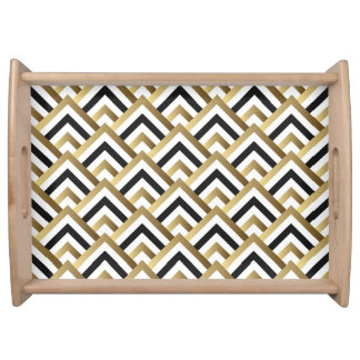 Abstract Triangles: Gold Black Seamless Serving Tray