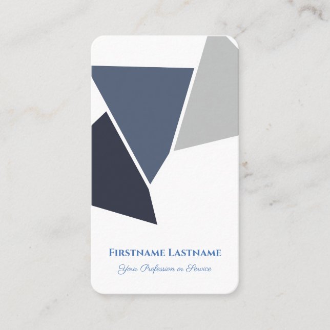 Abstract triangles gray blue shapes design business card (Front)