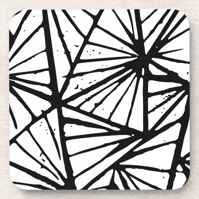Abstract Triangles Lino Print Beverage Coaster (Front)