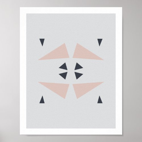 Abstract Triangles Poster 1  Pink Black Grey
