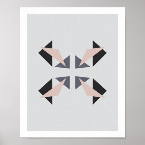 Abstract Triangles Poster 2  Pink Black Grey