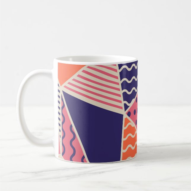 Abstract Triangles: Vintage Geometric Background Coffee Mug (Left)
